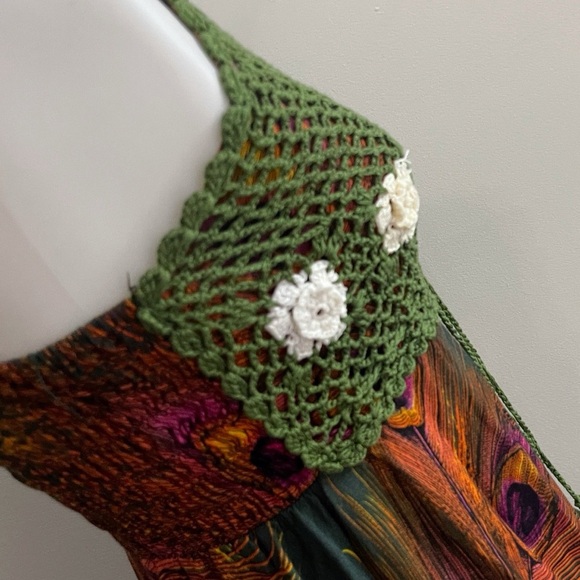 (sold) Bohemian Crochet Asymmetrical Sundress Fairycore Summer Festival Boho - Picture 2 of 4